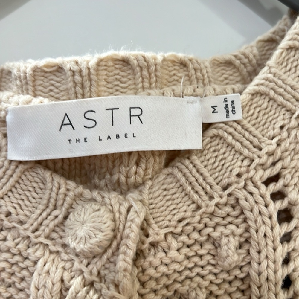 Astr Cream Knit Pointelle Button-Front Cardigan - Picture 2 of 9